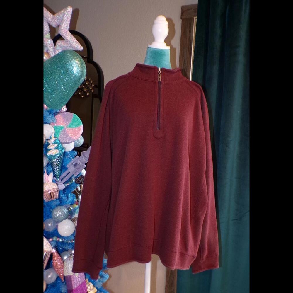 Men's Tommy Bahama Quarter Zip Pullover - Cozy Maroon Size XL